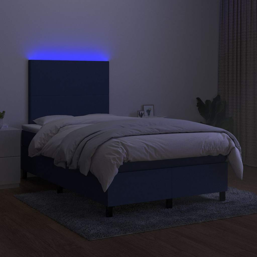 vidaXL Boxspring met matras en LED stof blauw 120x190 cm, foto 2