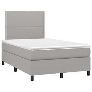 Box spring postel s matrací a LED světle šedá 120x190 cm textil - obrázek 3