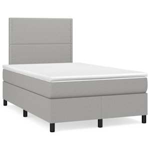Box spring postel s matrací a LED světle šedá 120x190 cm textil - obrázek 1