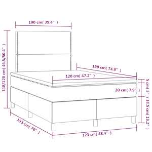 Box spring postel s matrací a LED tmavě hnědá 120x190 cm textil - obrázek 11
