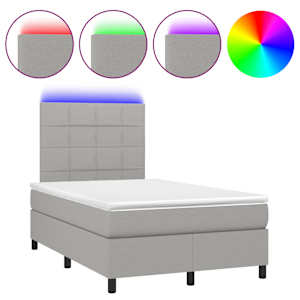Box spring postel s matrací a LED světle šedá 120x190 cm textil - obrázek 2