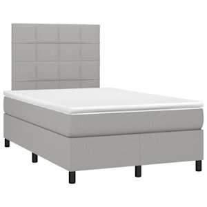 Box spring postel s matrací a LED světle šedá 120x190 cm textil - obrázek 3