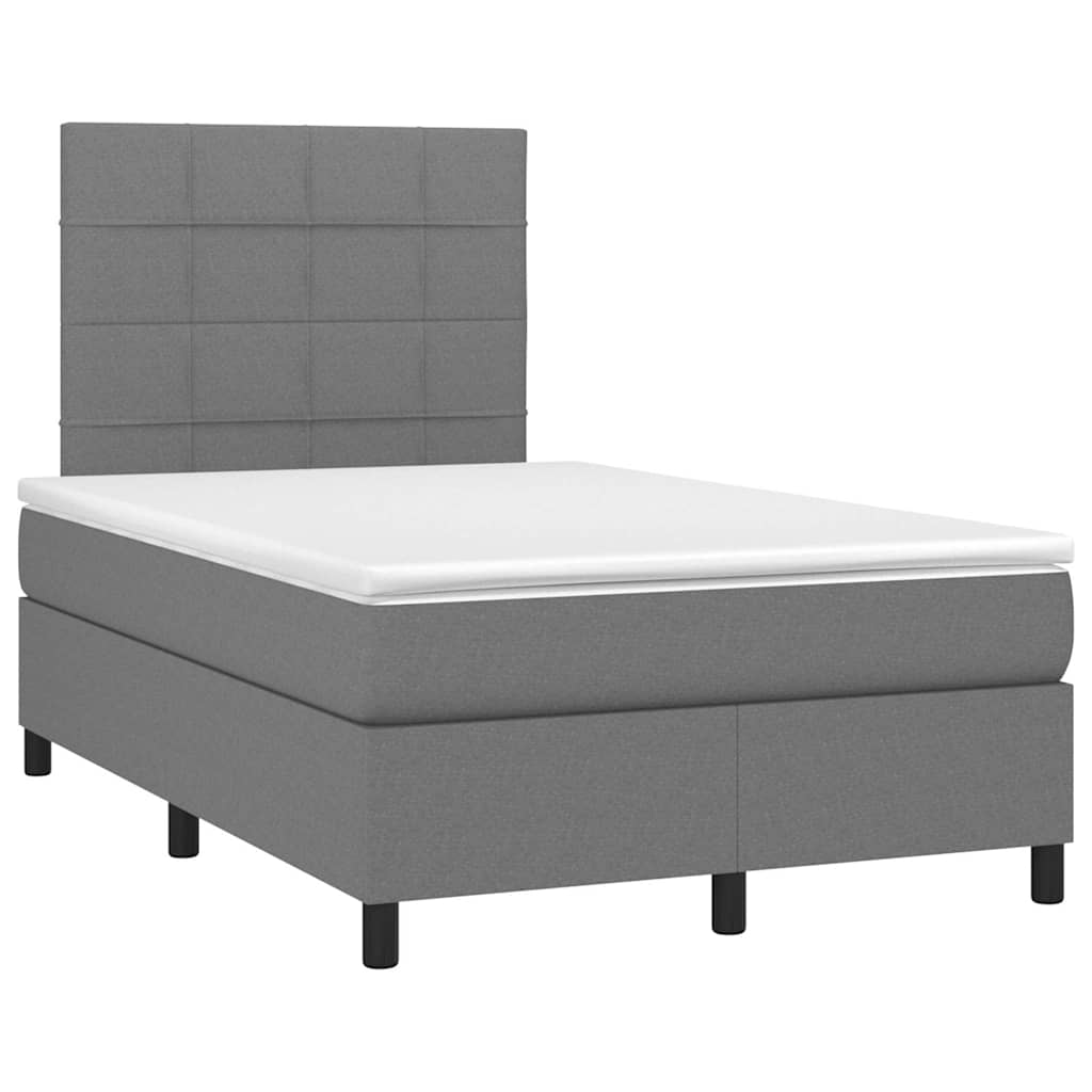 vidaXL Boxspring met matras en LED stof donkergrijs 120x190 cm afbeelding