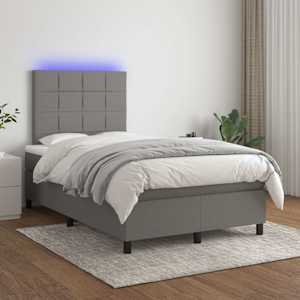 Box spring postel s matrací a LED tmavě šedá 120x190 cm textil - obrázek 5