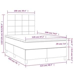 Box spring postel s matrací a LED tmavě šedá 120x190 cm textil - obrázek 11