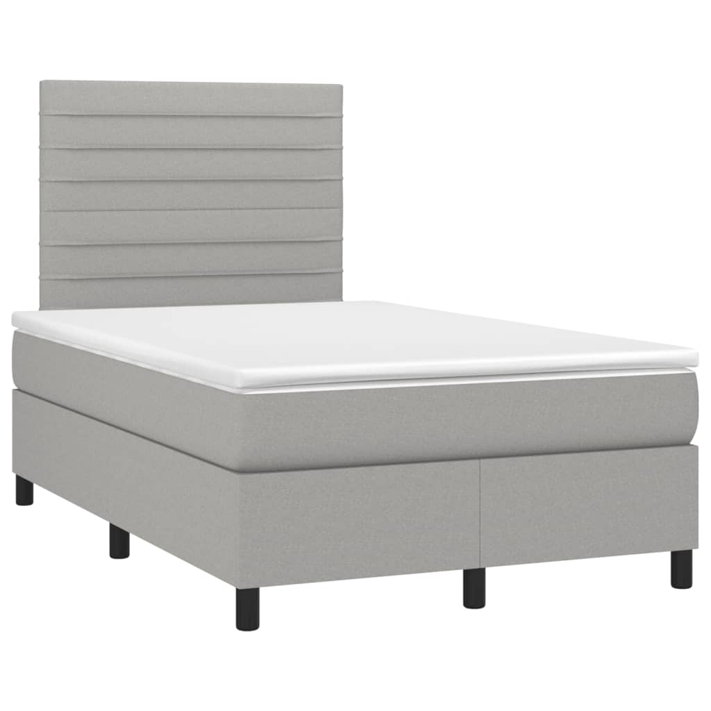 vidaXL Boxspring met matras en LED stof lichtgrijs 120x190 cm afbeelding
