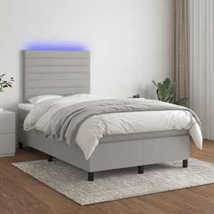 Box spring postel s matrací a LED světle šedá 120x190 cm textil - obrázek 5
