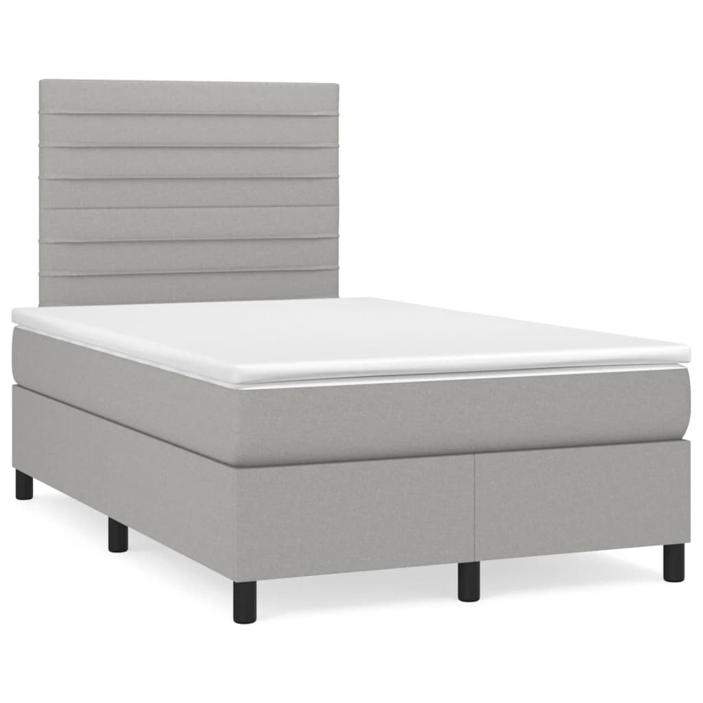 vidaXL Boxspringbett mit Matratze & LED Hellgrau 120x190 cm Stoff