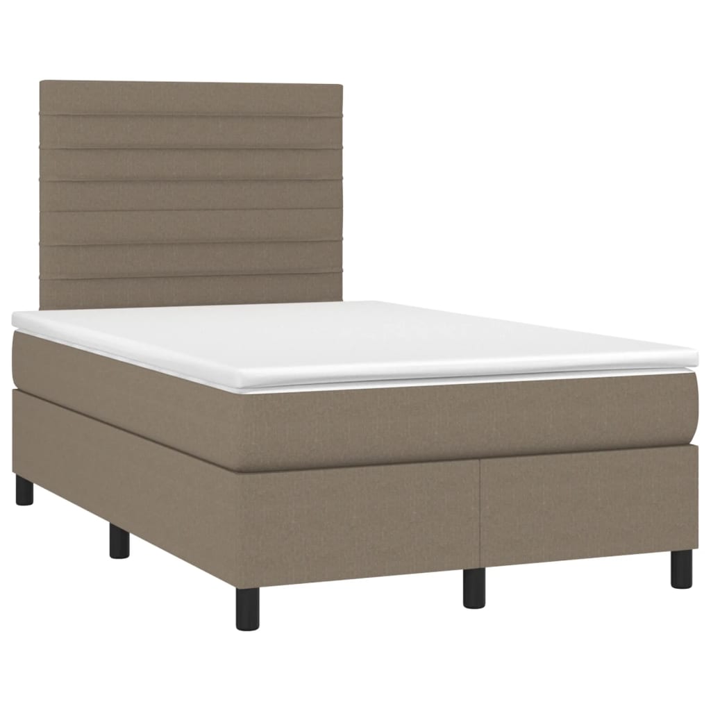 vidaXL Boxspring met matras en LED stof taupe 120x190 cm afbeelding