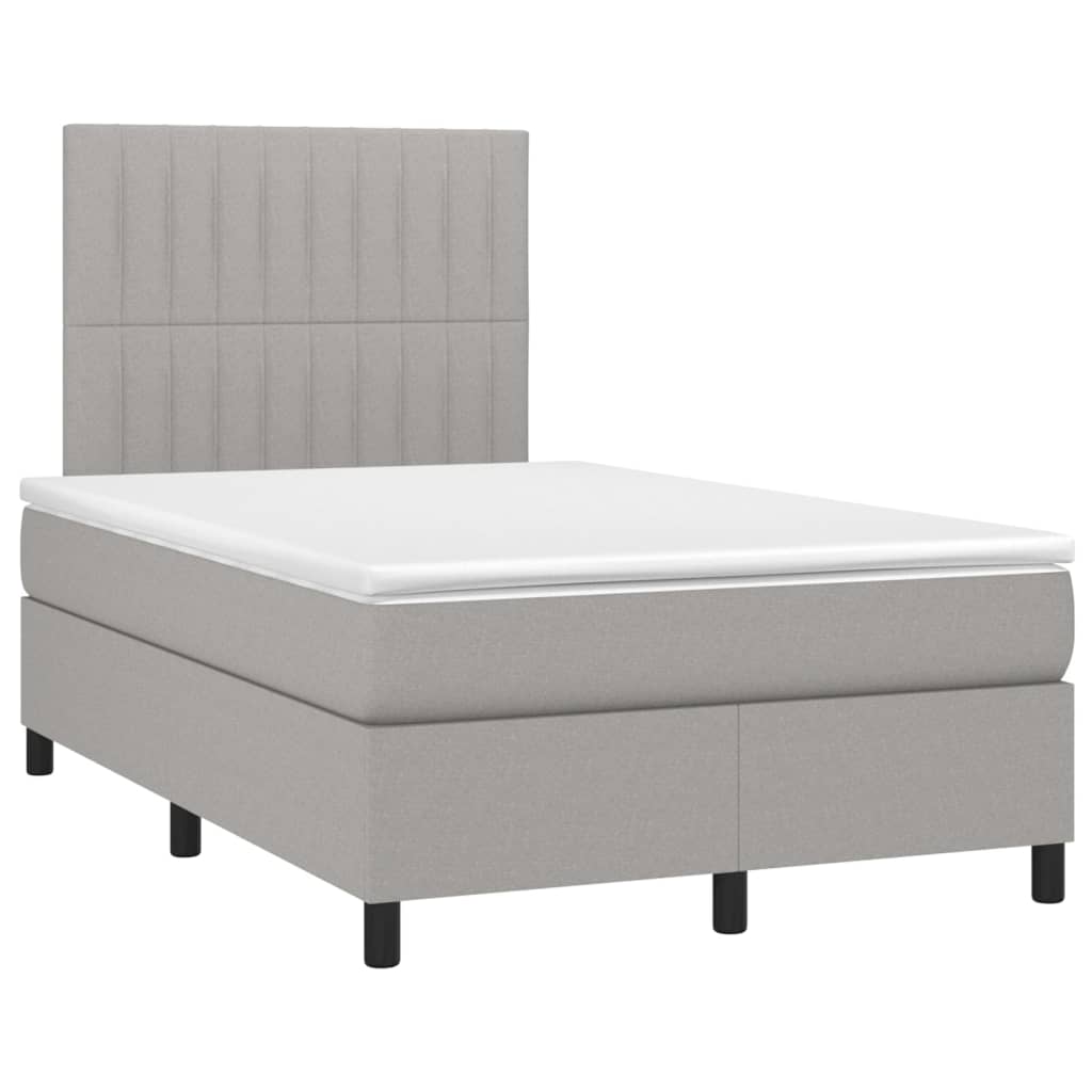 vidaXL Boxspring met matras en LED stof lichtgrijs 120x190 cm afbeelding