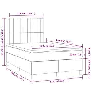 Box spring postel s matrací a LED tmavě šedá 120x190 cm textil - obrázek 10