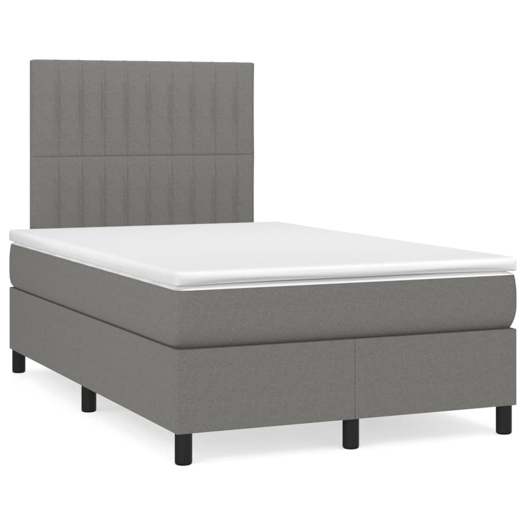 Boxspringbett mit Matratze & LED Dunkelgrau 120×190 cm Stoff