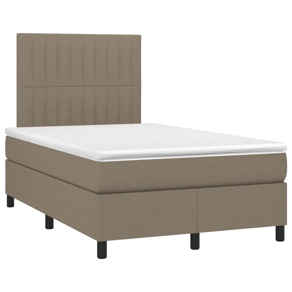 vidaXL Boxspring met matras en LED stof taupe 120x190 cm afbeelding