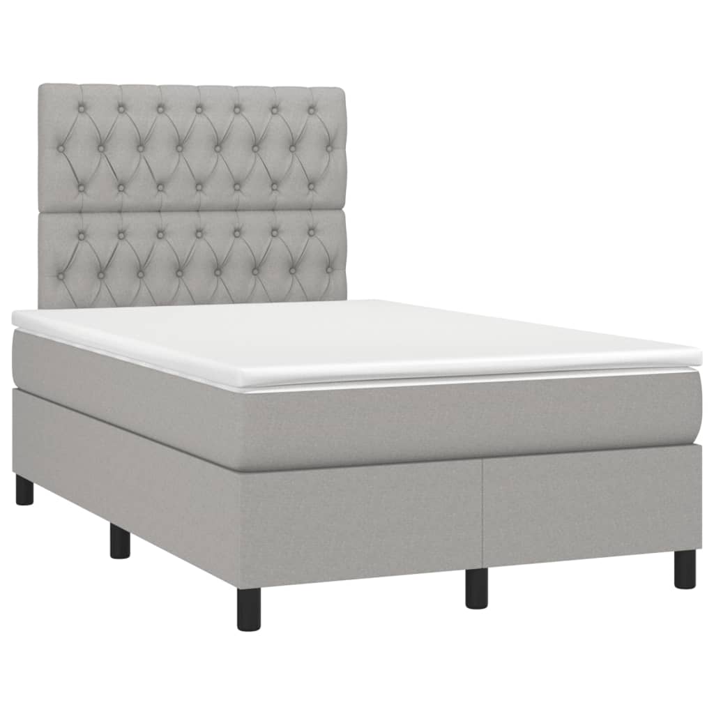 vidaXL Boxspring met matras en LED stof lichtgrijs 120x190 cm afbeelding