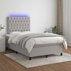 Box spring postel s matrací a LED světle šedá 120x190 cm textil - obrázek 5