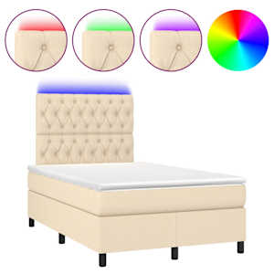 Box spring postel s matrací a LED krémová 120x190 cm textil - obrázek 2