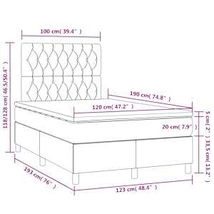 Box spring postel s matrací a LED krémová 120x190 cm textil - obrázek 11