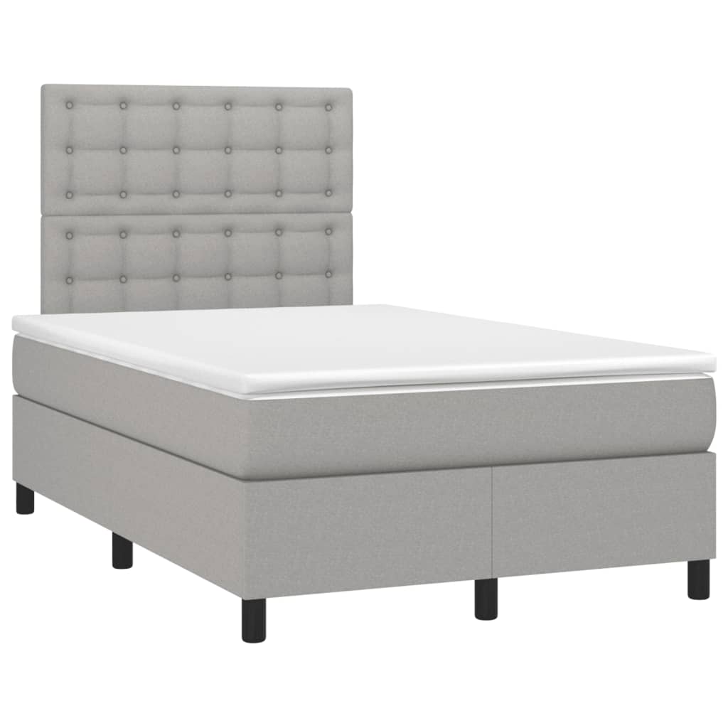 vidaXL Boxspring met matras en LED stof lichtgrijs 120x190 cm afbeelding