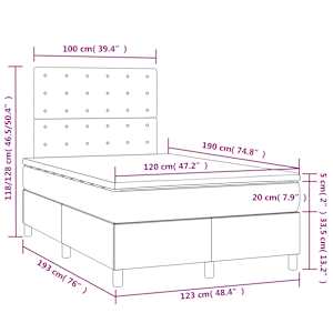 Box spring postel s matrací a LED světle šedá 120x190 cm textil - obrázek 11