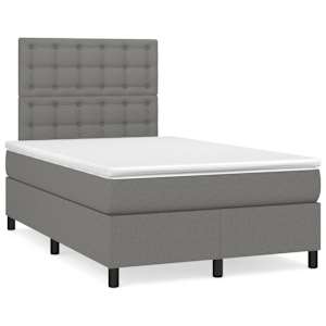 Box spring postel s matrací a LED tmavě šedá 120x190 cm textil - obrázek 1