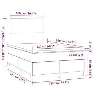 Box spring postel s matrací a LED světle šedá 120x190 cm textil - obrázek 11