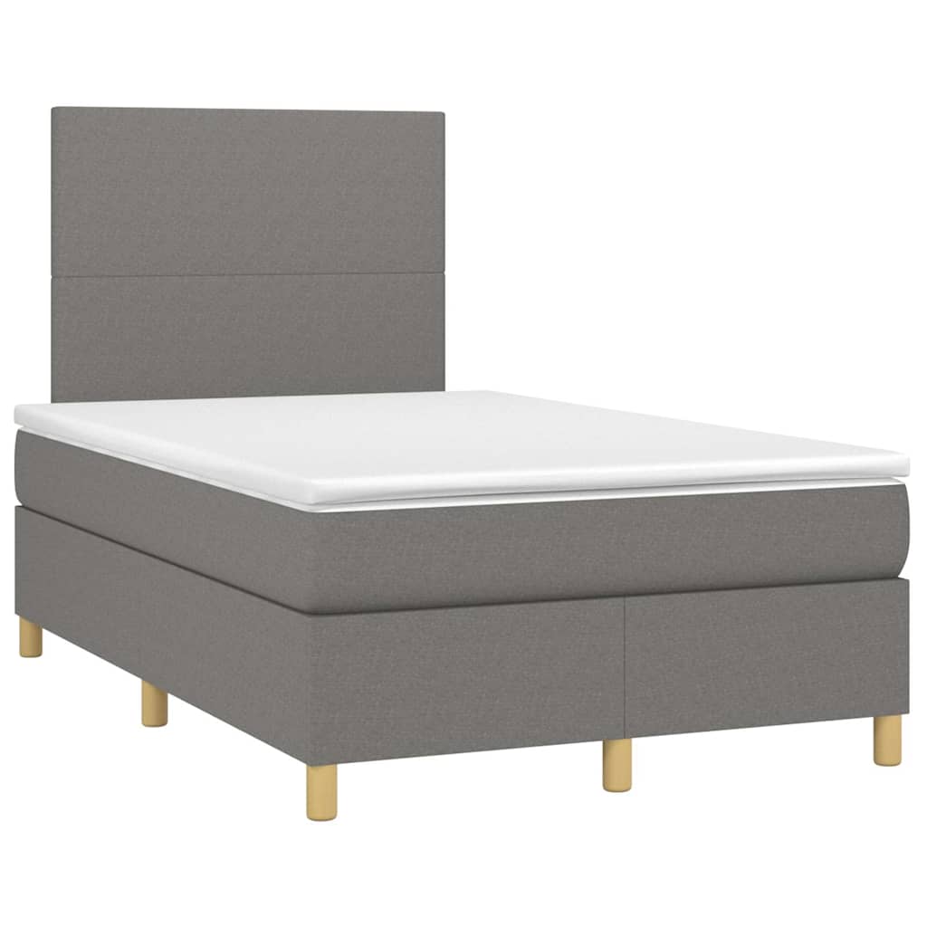 vidaXL Boxspring met matras en LED stof donkergrijs 120x190 cm afbeelding