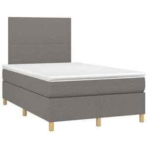Box spring postel s matrací a LED tmavě šedá 120x190 cm textil - obrázek 3