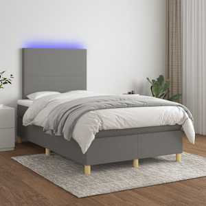 Box spring postel s matrací a LED tmavě šedá 120x190 cm textil - obrázek 5