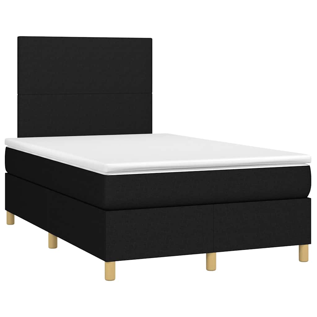 vidaXL Boxspring met matras en LED stof zwart 120x190 cm afbeelding