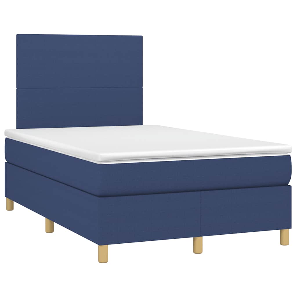 vidaXL Boxspring met matras en LED stof blauw 120x190 cm afbeelding