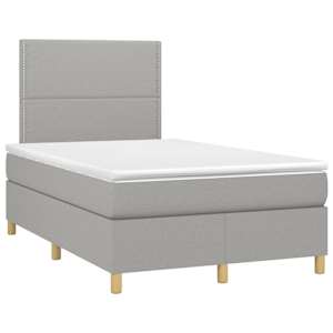 Box spring postel s matrací a LED světle šedá 120x190 cm textil - obrázek 3