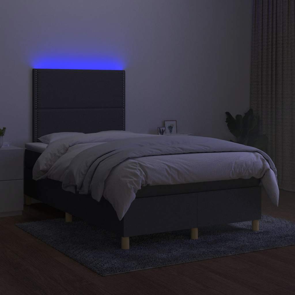 vidaXL Boxspring met matras en LED stof donkergrijs 120x190 cm grijs, foto 2