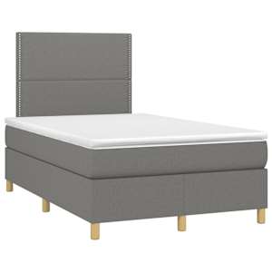 Box spring postel s matrací a LED tmavě šedá 120x190 cm textil - obrázek 3