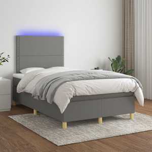 Box spring postel s matrací a LED tmavě šedá 120x190 cm textil - obrázek 5
