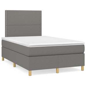 Box spring postel s matrací a LED tmavě šedá 120x190 cm textil - obrázek 1