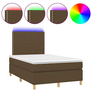 Box spring postel s matrací a LED tmavě hnědá 120x190 cm textil - obrázek 2