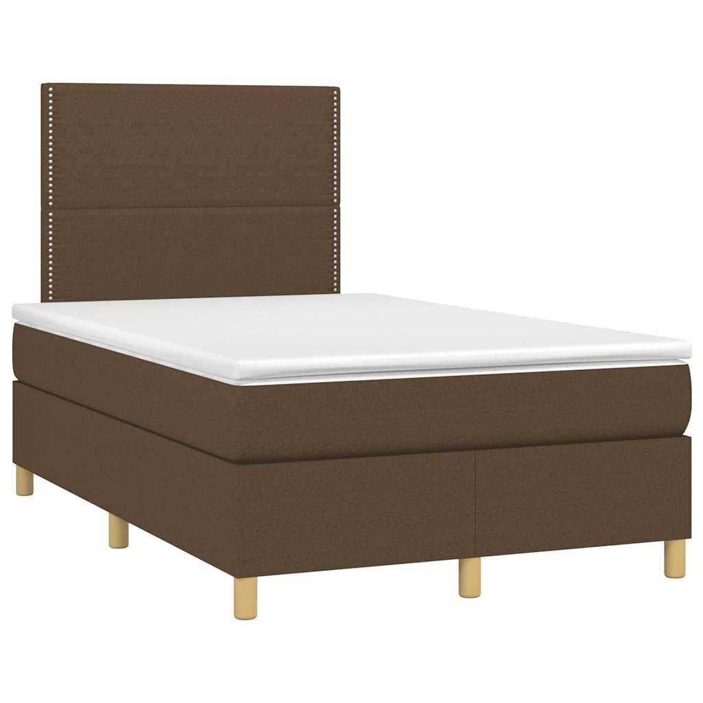 vidaXL Boxspring met matras en LED stof donkerbruin 120x190 cm afbeelding
