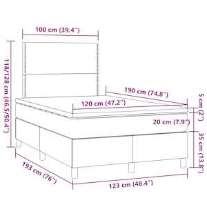 Box spring postel s matrací a LED tmavě hnědá 120x190 cm textil - obrázek 10