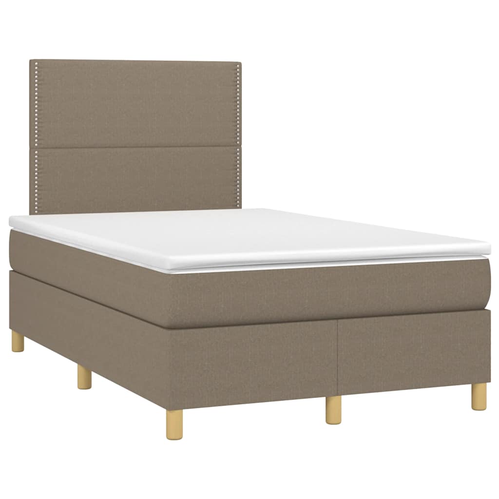 vidaXL Boxspring met matras en LED stof taupe 120x190 cm afbeelding