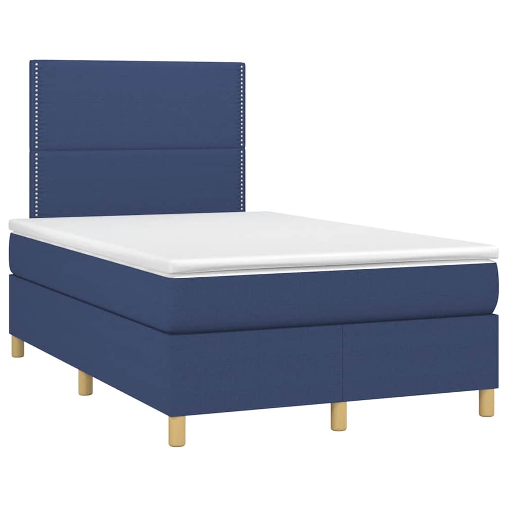 vidaXL Boxspring met matras en LED stof blauw 120x190 cm afbeelding