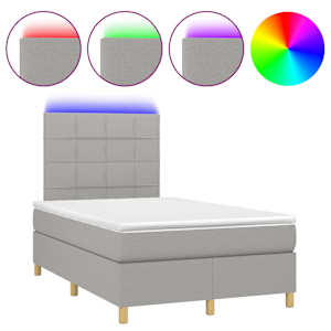 Box spring postel s matrací a LED světle šedá 120x190 cm textil - obrázek 2