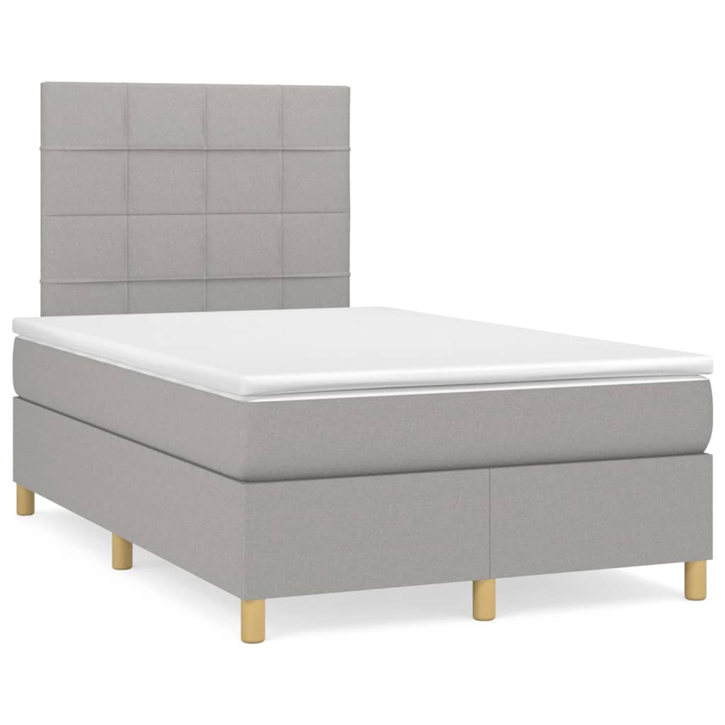 Box spring postel s matrací a LED světle šedá 120x190 cm textil