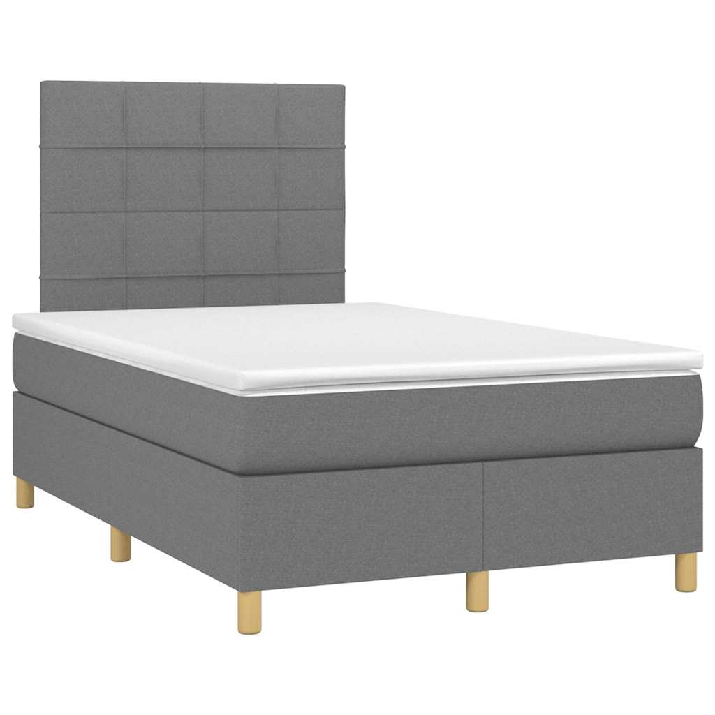 vidaXL Boxspring met matras en LED stof donkergrijs 120x190 cm afbeelding