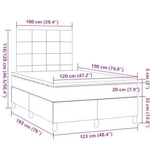 Box spring postel s matrací a LED tmavě šedá 120x190 cm textil - obrázek 11