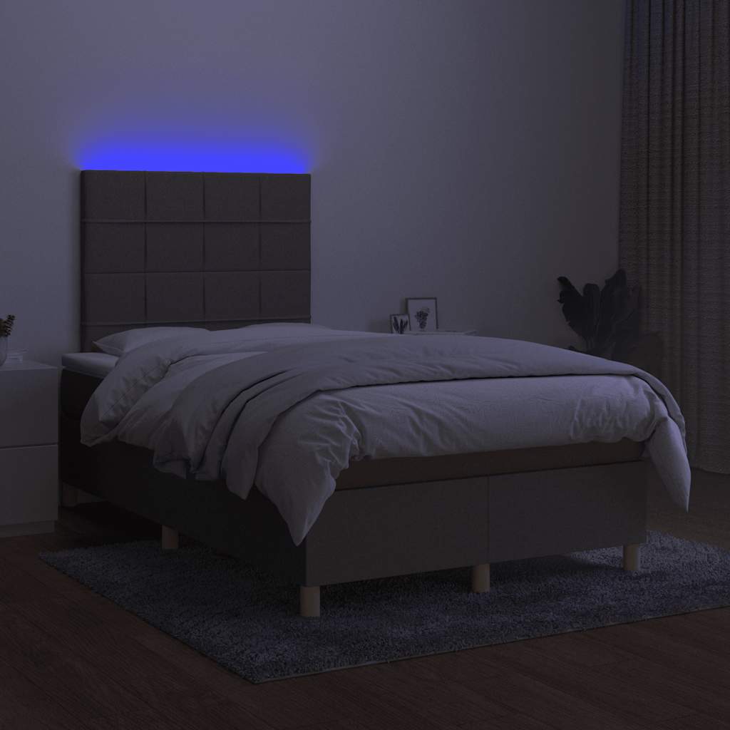vidaXL Boxspring met matras en LED stof taupe 120x190 cm, foto 2