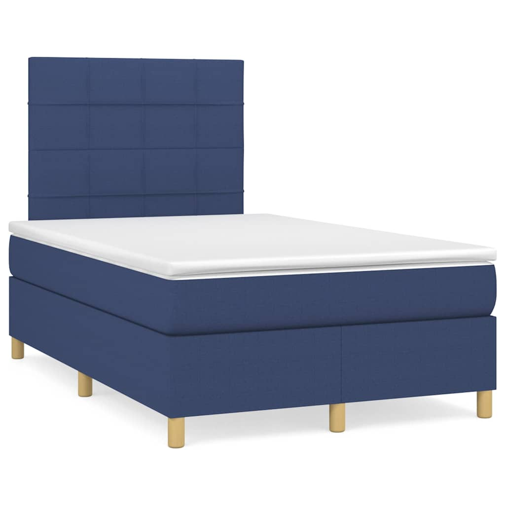 vidaXL Boxspringbett mit Matratze & LED Blau 120x190 cm Stoff