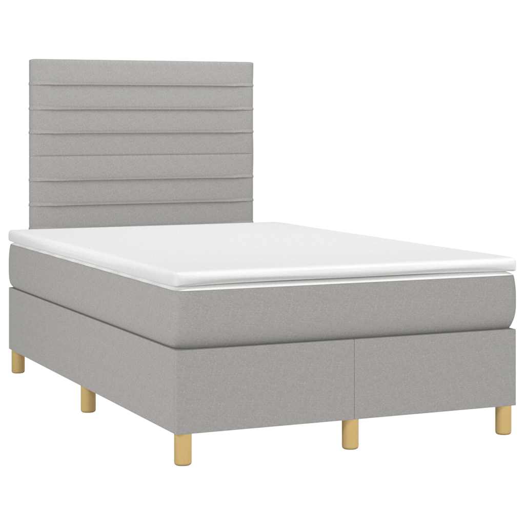 vidaXL Boxspring met matras en LED stof lichtgrijs 120x190 cm afbeelding