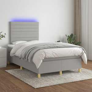 Box spring postel s matrací a LED světle šedá 120x190 cm textil - obrázek 5