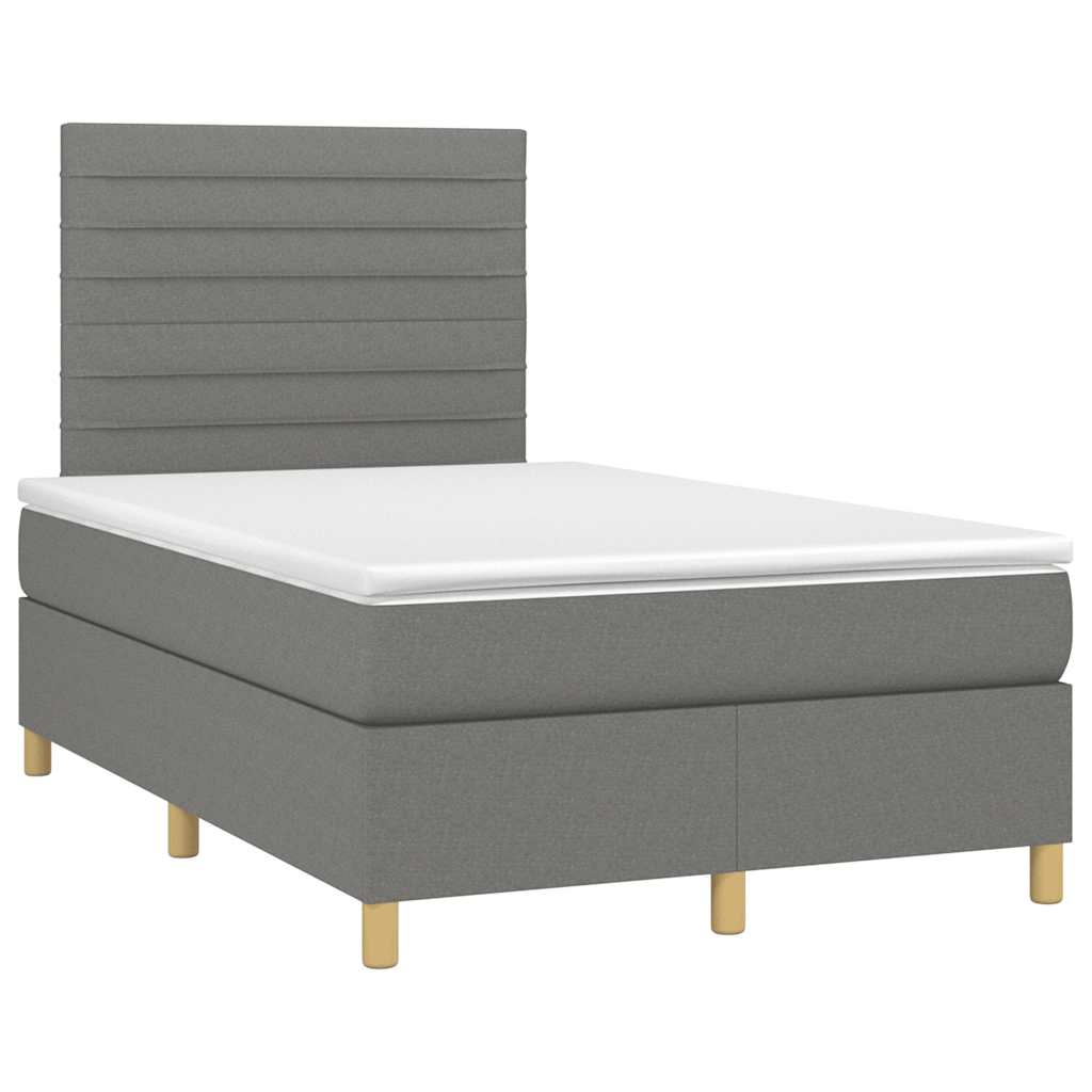 vidaXL Boxspring met matras en LED stof donkergrijs 120x190 cm afbeelding