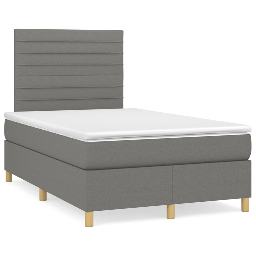 Box spring postel s matrací a LED tmavě šedá 120x190 cm textil